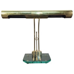 Retro Designer Table Lamp, Brass and Glass