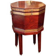 Antique George III English Mahogany Wine Cooler Cellarette, Late 18th Century