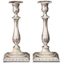 Antique Filled Sterling Silver Candlesticks, London 1776, Possibly Robert Makepeace