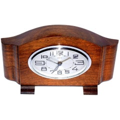 Vintage French Art Deco Wooden Case Clock by Dep