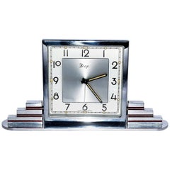 Art Deco Chrome Clock by Dep, France
