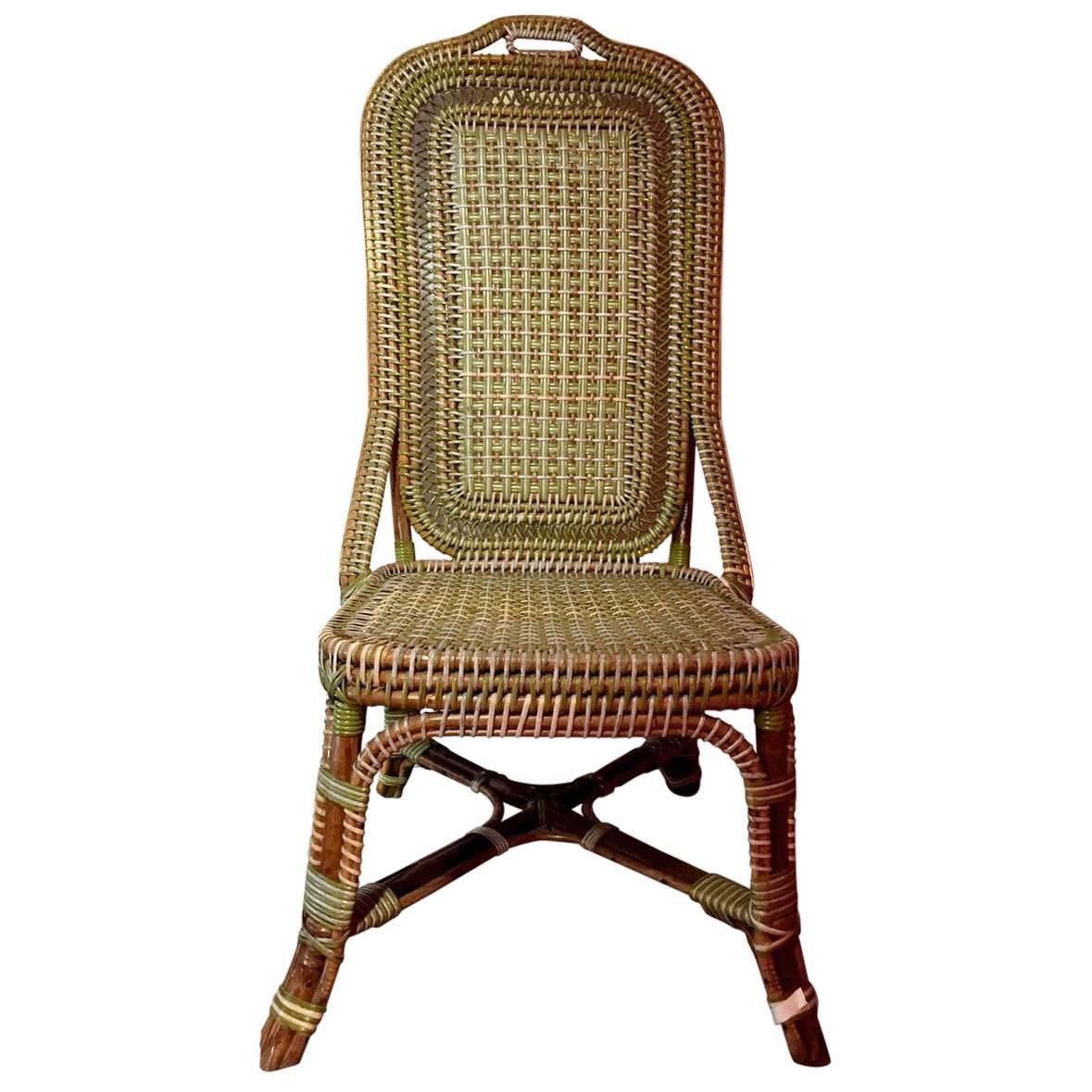 Perret & Vibert, Green Rattan Chair, circa 1880