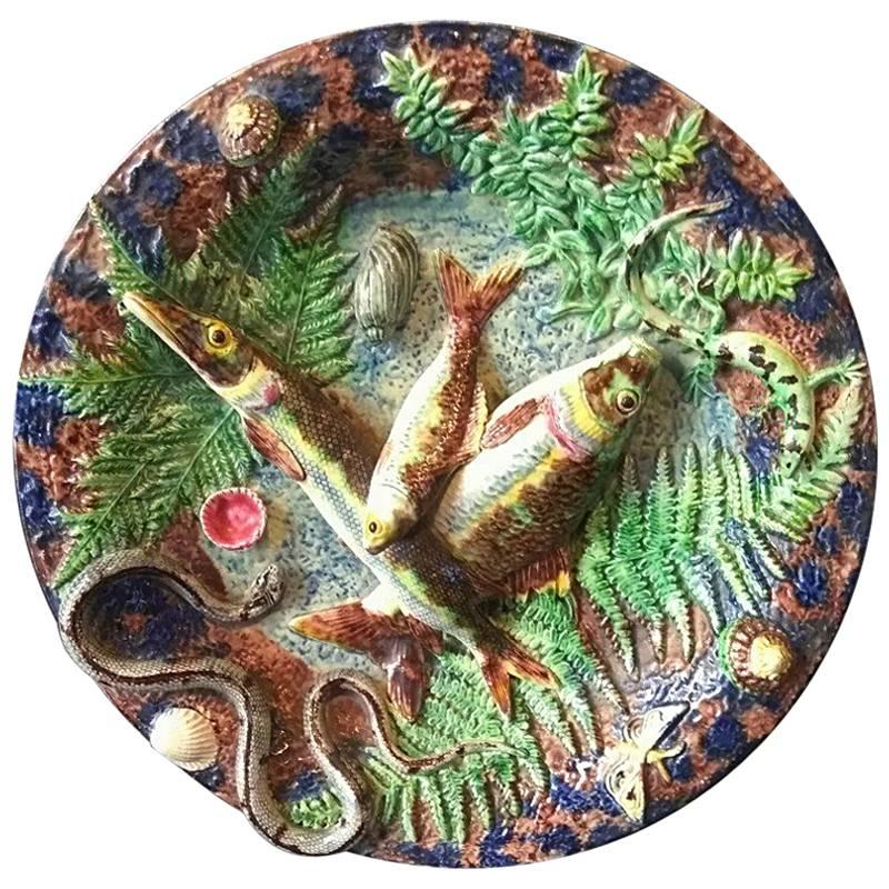 Palissy Style Charger with Fishes For Sale