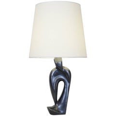 1960 Black Satin Ceramic Lamp Table