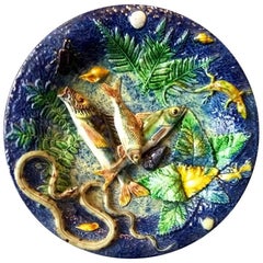 Barbizet, Palissy Style Charger by Barbizet, circa 1870-1800 Barbizet, Palissy Style Charger by Barbizet, circa 1870-1800