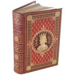 Red Leather Book with Gold Tooling Chronicling the Life of Saint Louis