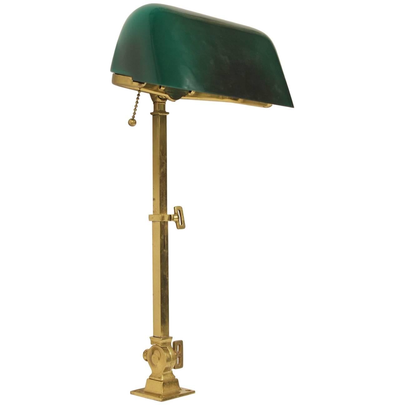 Rare 1920s American Emeralite Brass Adjustable Desk Lamp by H.G. McFaddin & Co For Sale