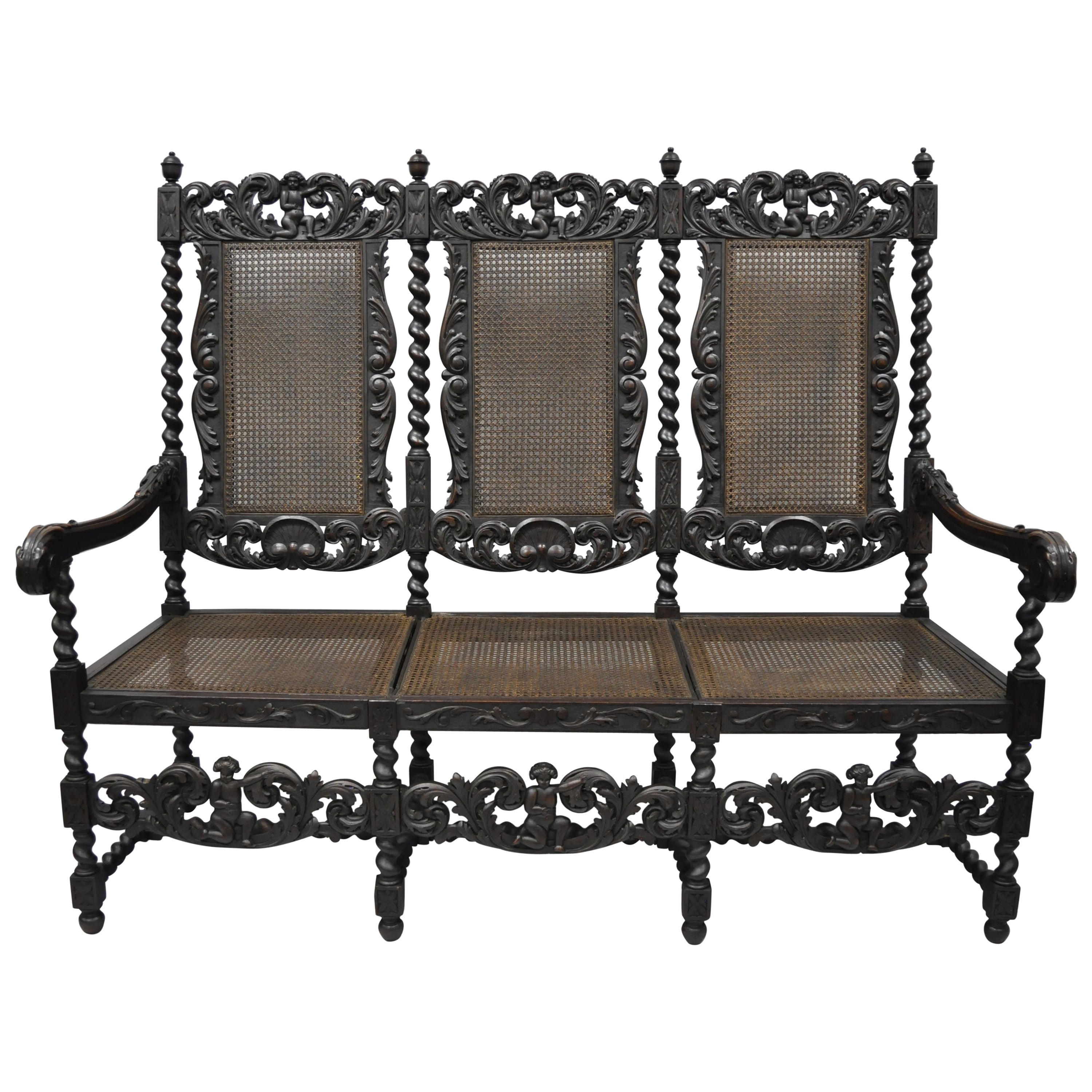 Charles II Barley Twist Upholstered Bench at 1stDibs
