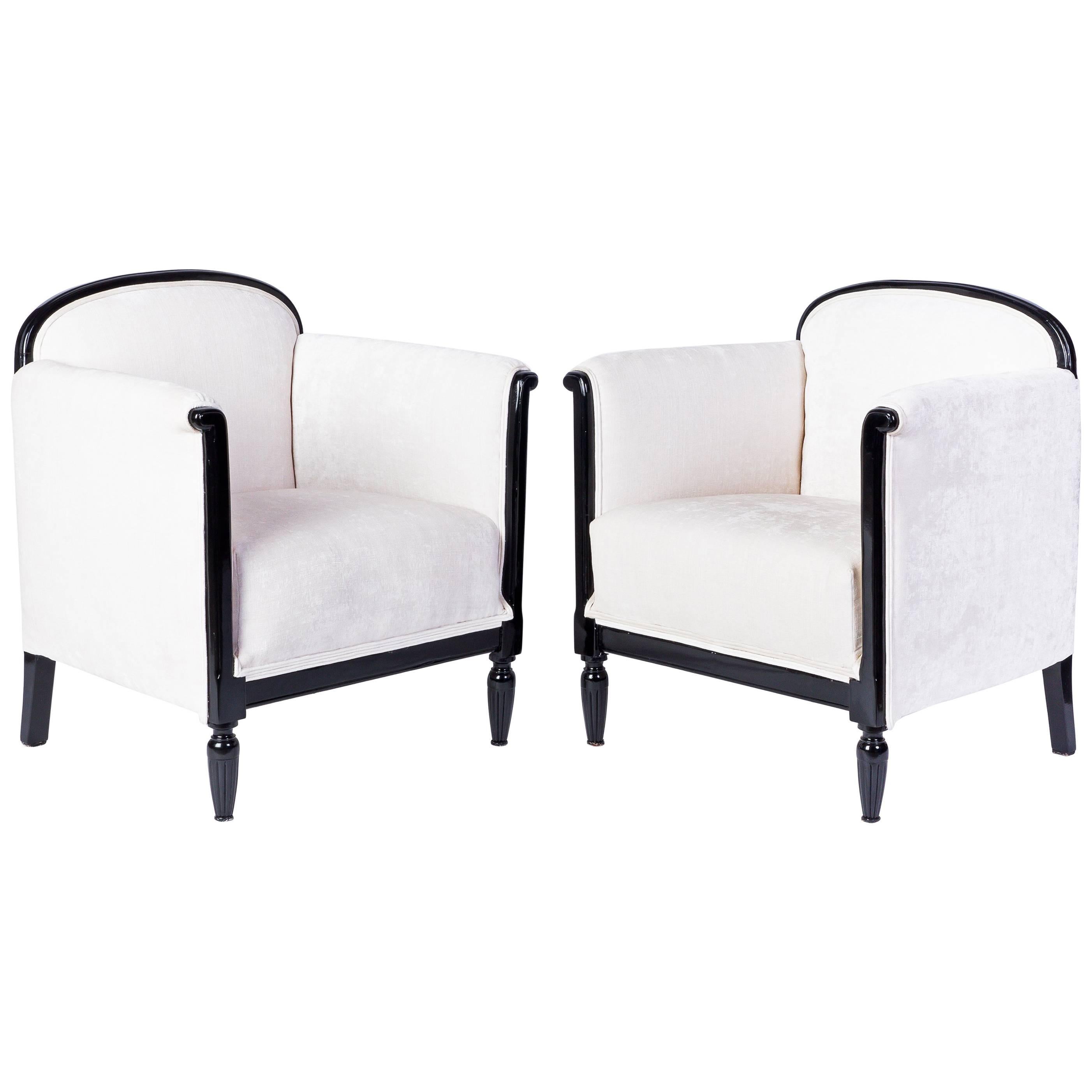 Exceptional Early Art Deco Pair of Armchairs