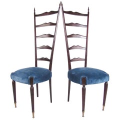 Pair of Vintage Modern Chiavari Style High Back Chairs