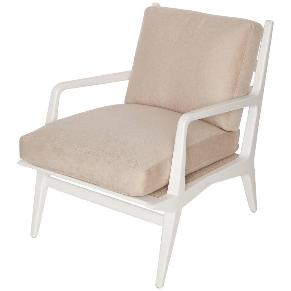 Carlo Di Carli Cashmere Upholstered Lounge Chair for Singer & Sons, Circa 1955