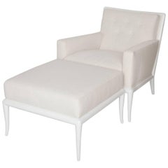 White Lacquered Lounge Chair and Ottoman by T.H. Robsjohn-Gibbings