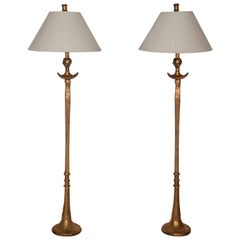 Pair of Giacometti-Inspired Tete de Femme Floor Lamps