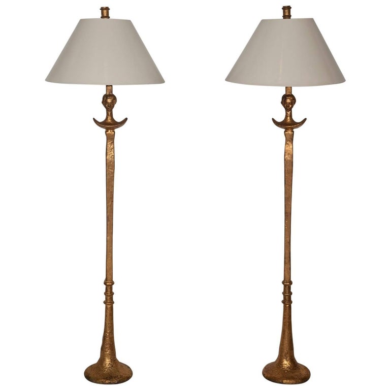 Pair Of Giacometti Inspired Tete De Femme Floor Lamps