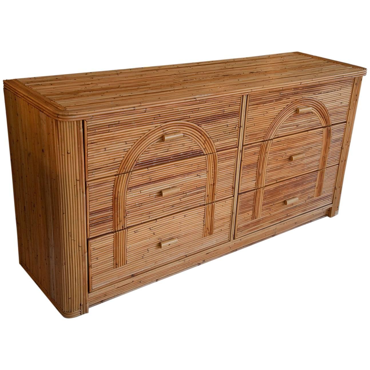 1970s Bamboo Double Dresser