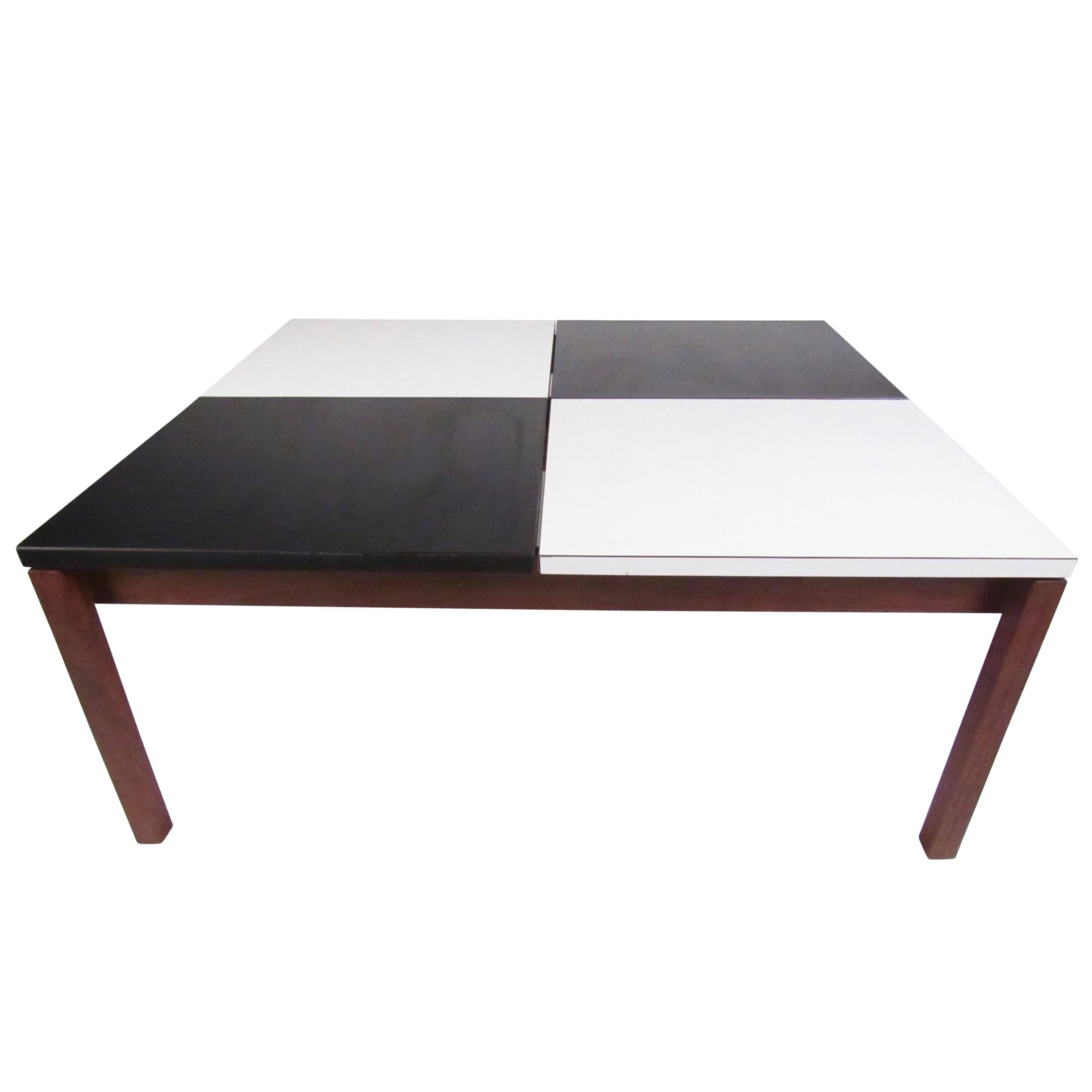 Table basse moderne vintage en noir et blanc de Lewis Butler pour Knoll Associates