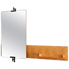Large Italian Pivoting Floating Mirror and Shelf