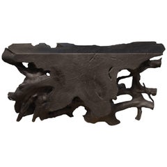 Andrianna Shamaris Charred Teak Wood Console or Coffee Table