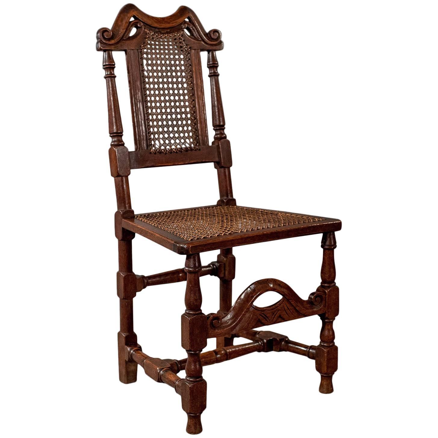 Oak Scottish Side Hall Chair Bergere Seat Fine Quality Victorian, circa 1880