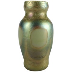 Antique Louis Comfort Tiffany Favrile Swirl Art Glass Petite Vase, Signed