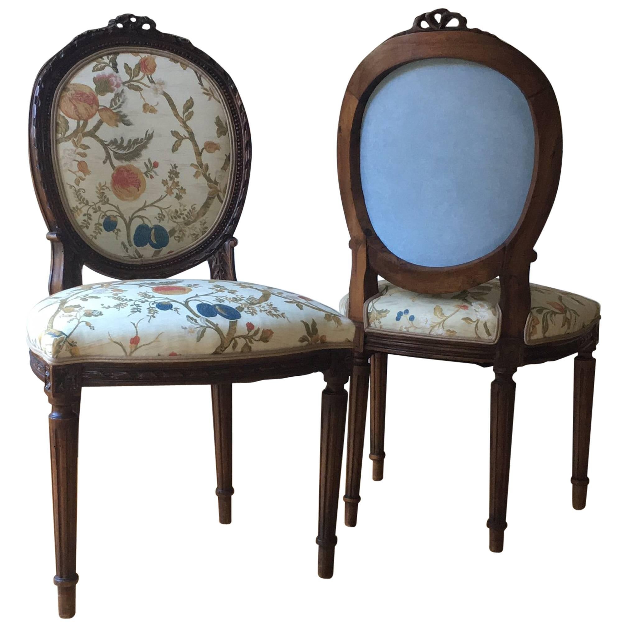 Hand-Carved 19th Century Louis XVI Style Side Chairs