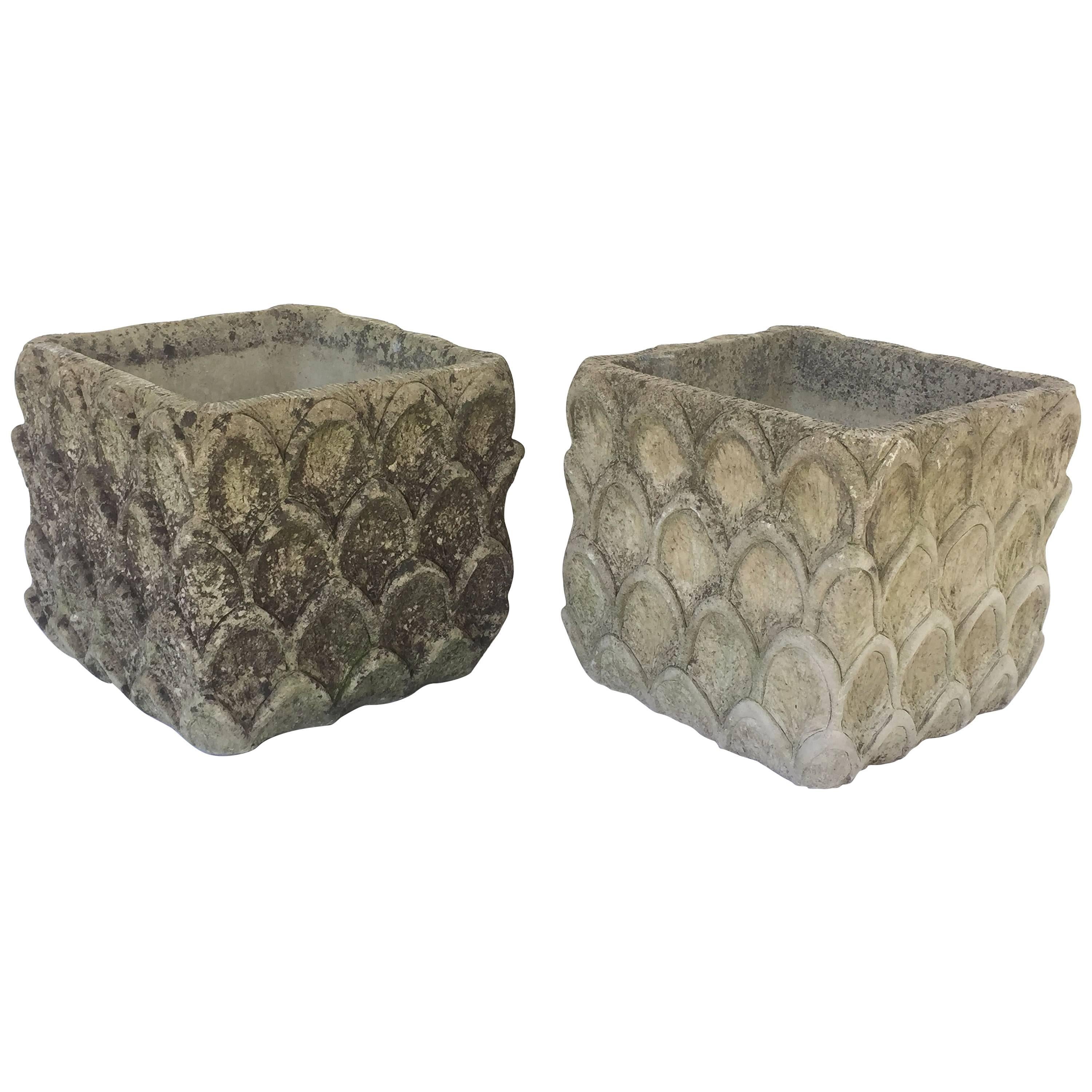Pair of Cotswolds Garden Stone Planters from England