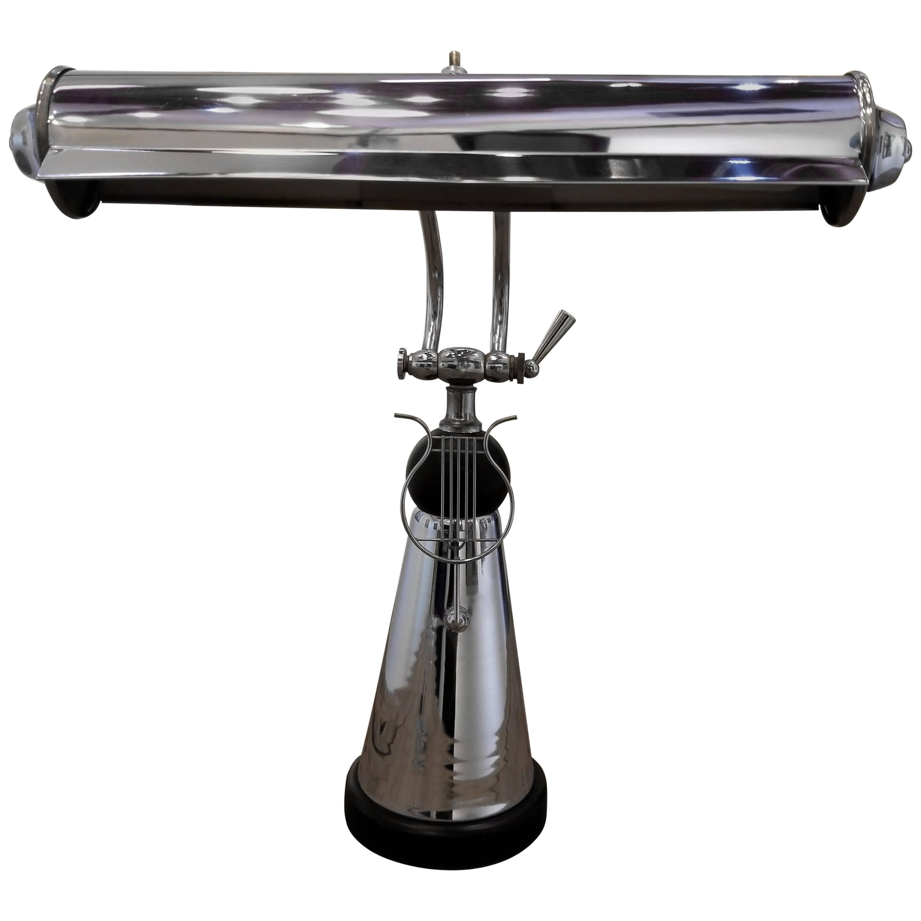 Art Deco Chrome Desk or Piano Lamp For Sale
