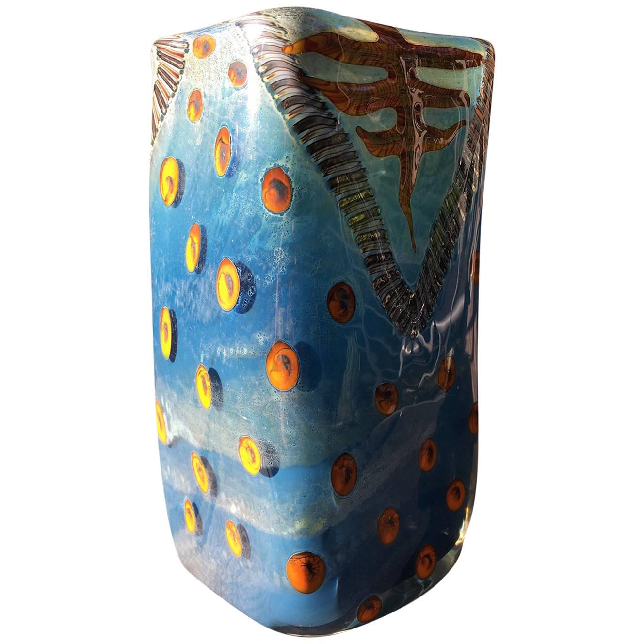 Contemporary Studio Art Glass Vase by Kenny Walton For Sale