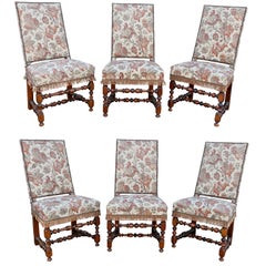 Set of Six Flemish Baroque Walnut Dining Chairs