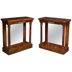 Early Pair of 19th Century Regency Period Rosewood Console Tables