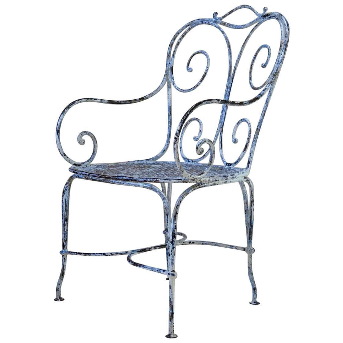 Large Wrought Iron Chair, France, circa 1900 For Sale