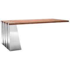 Stainless Steel and Leather Desk 'Zeus' N°1 /8 by Vincent Poujardieu