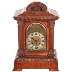 Antique Carved Walnut Mantel Clock