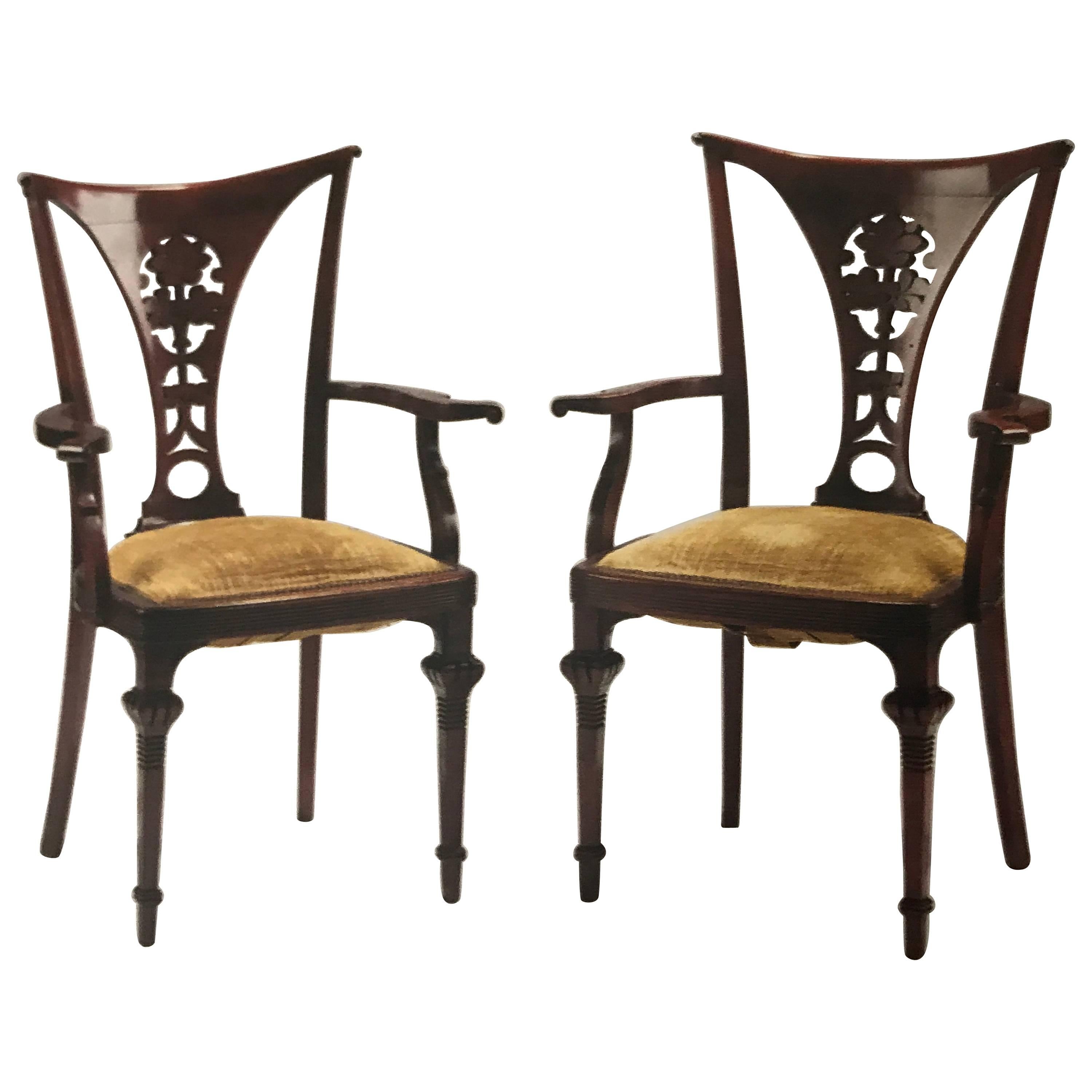 Thonet  bentwood Exceptional Rare Armchairs 1911-1915 Stamped Mahogany Colored For Sale