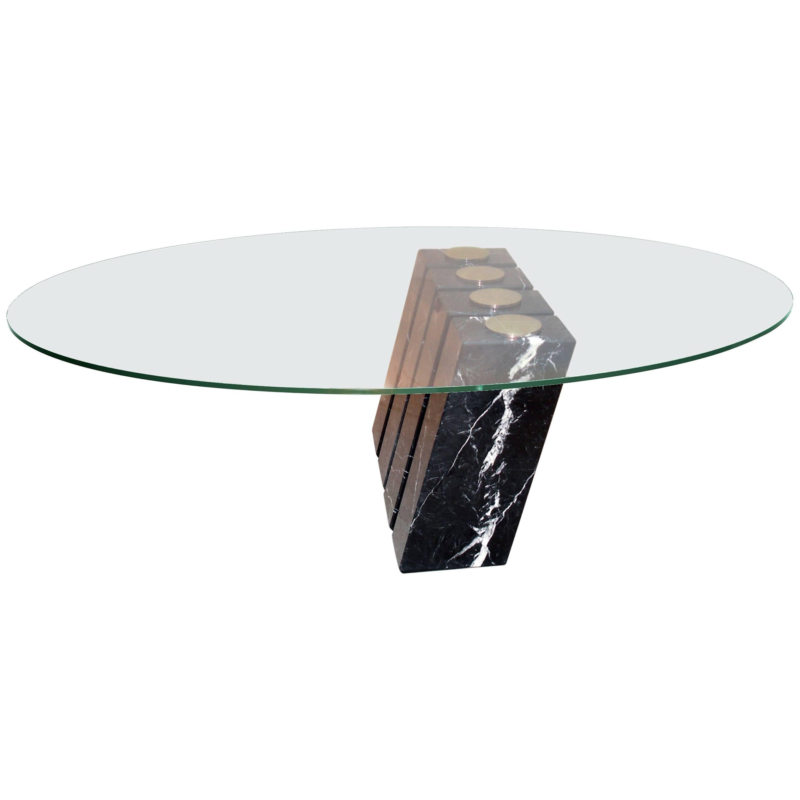 Marble, Glass and Steel Table 'Ether' N°1/8 by Vincent Poujardieu For Sale