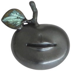 Claude Lalanne Brouche "Pomme Bouche" Patinated Bronze Brooch Signed CL Lalanne