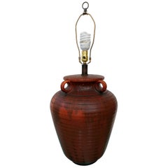 Nardini Studios Incised Drip Glazed Ovoid Jar Table Lamp, Offered by La Porte