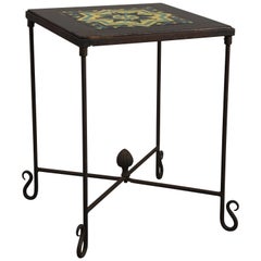 Tall Spanish Revival Iron Base Tile Table, circa 1920s