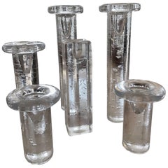 Vintage Six Kosta Boda Clear Glass Candle Holders