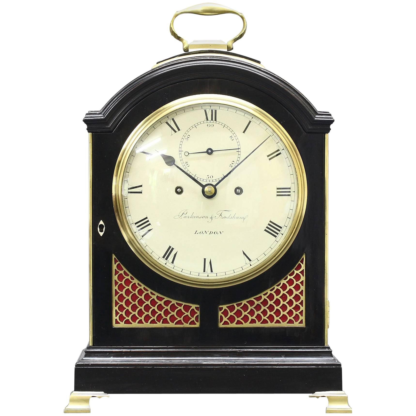 Japanned George III-Period Precision Bracket Clock by Parkinson & Frodsham For Sale