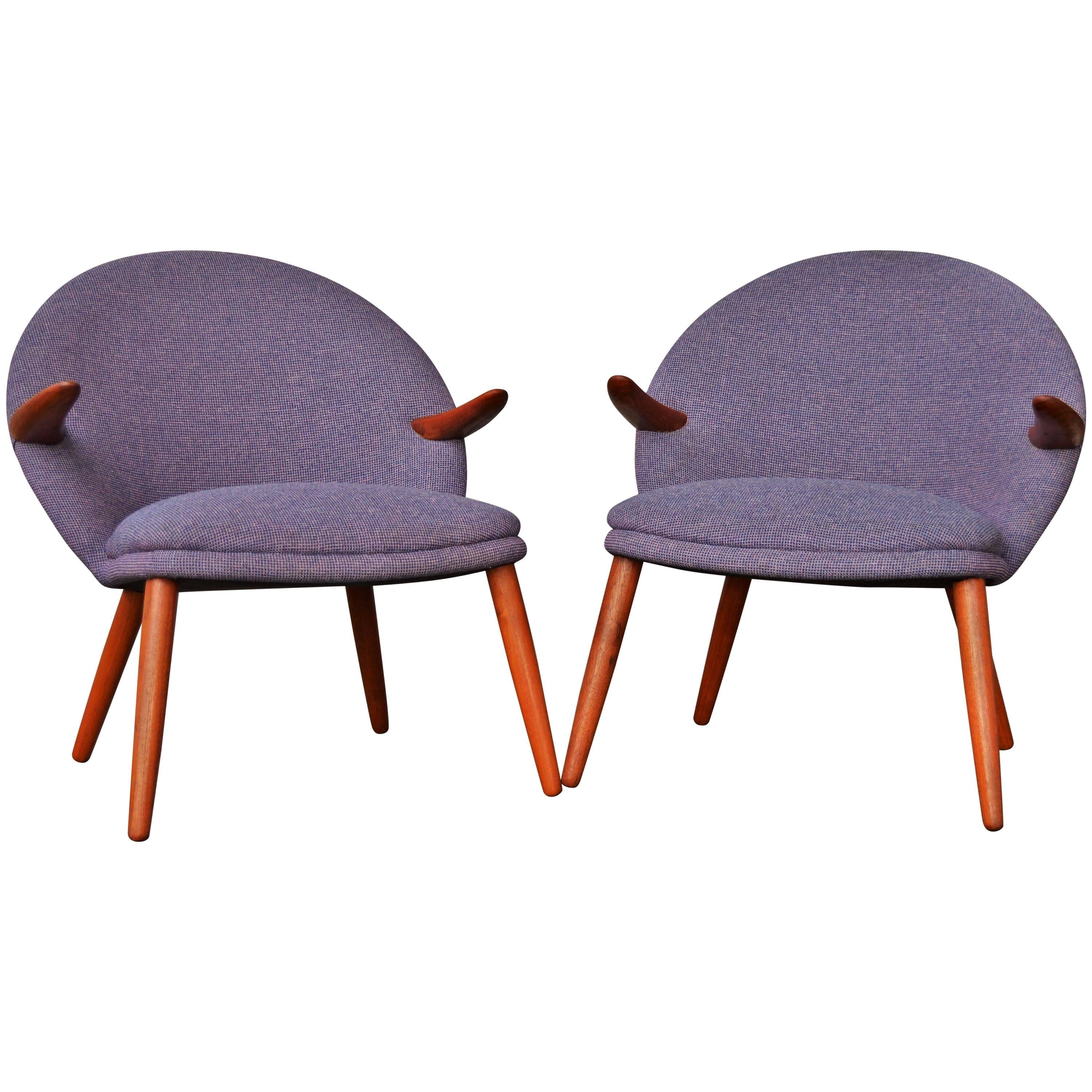 Pair of Kurt Olsen Armchairs / Easy Chairs for Glostrup Mobelfabrik, Danish