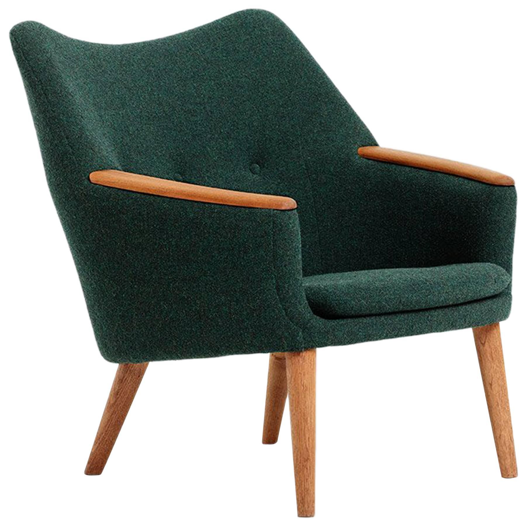 Pair of Lounge Chairs Designed by Kurt Østervig, 1958, Green Wool Upholstery For Sale