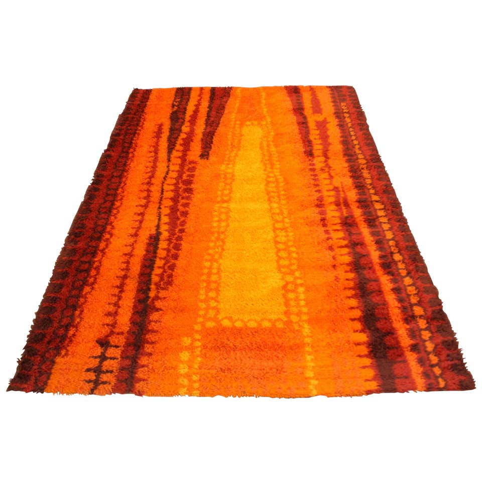 Midcentury Large Swedish Rya Rug, 1960s For Sale at 1stDibs