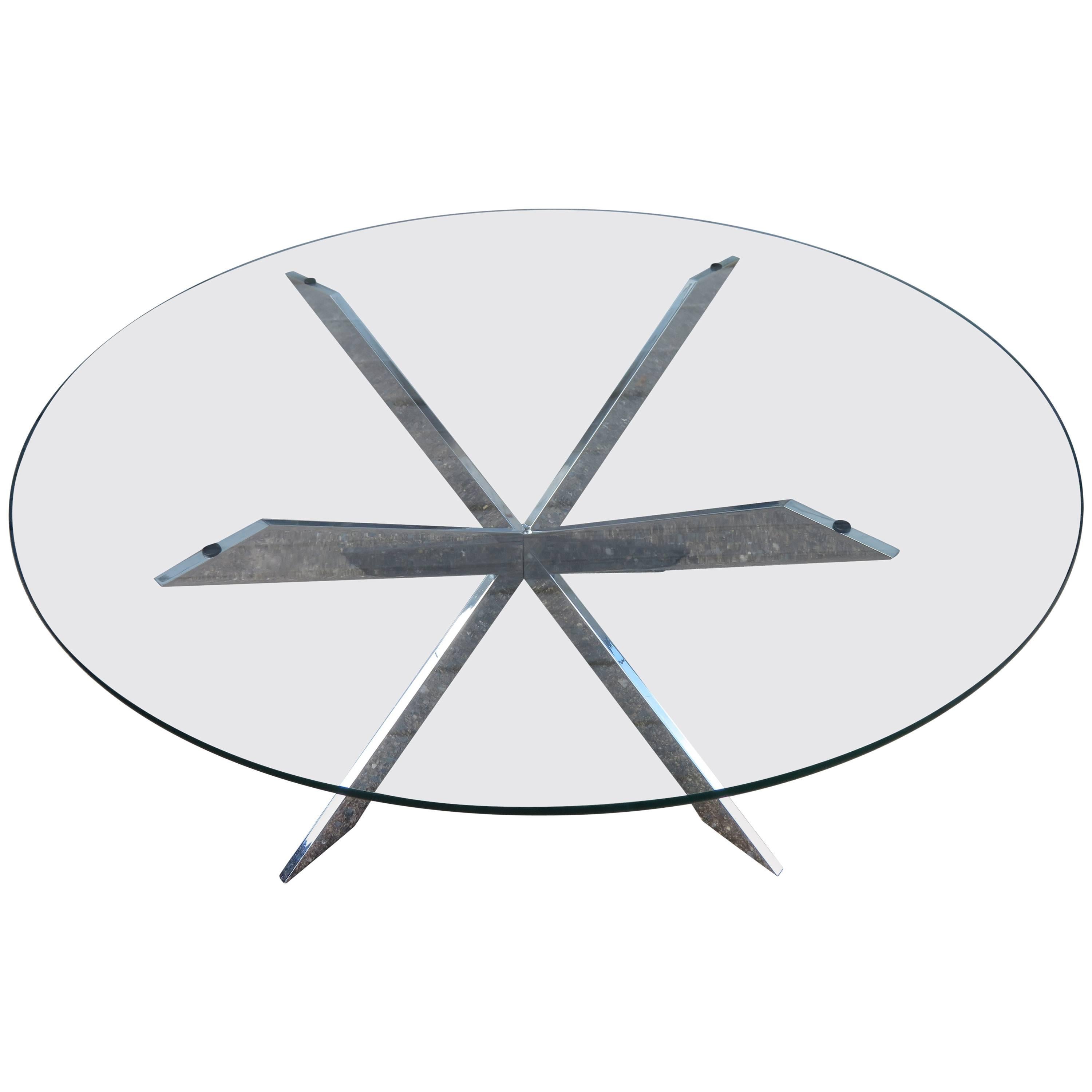 Gorgeous Leon Rosen for Pace Collection Double X-Base Chrome Coffee Table