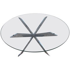 Gorgeous Leon Rosen for Pace Collection Double X-Base Chrome Coffee Table