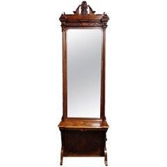 Antique Magnificent 19th Century Burr Walnut Console Table with Matching Mirror