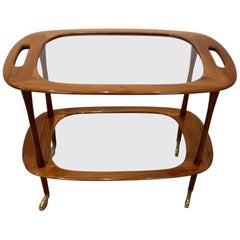 Magnificent Walnut Bar Cart by Cesare Lacca for Cassina, 1950s, Italy