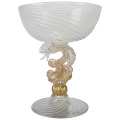 Goldenes Drachenglaskompott im venezianischen Renaissance-Stil von William Gudenrath