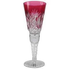 Oversized Antique Ceremonial Cranberry Crystal Cut to Clear Chalice