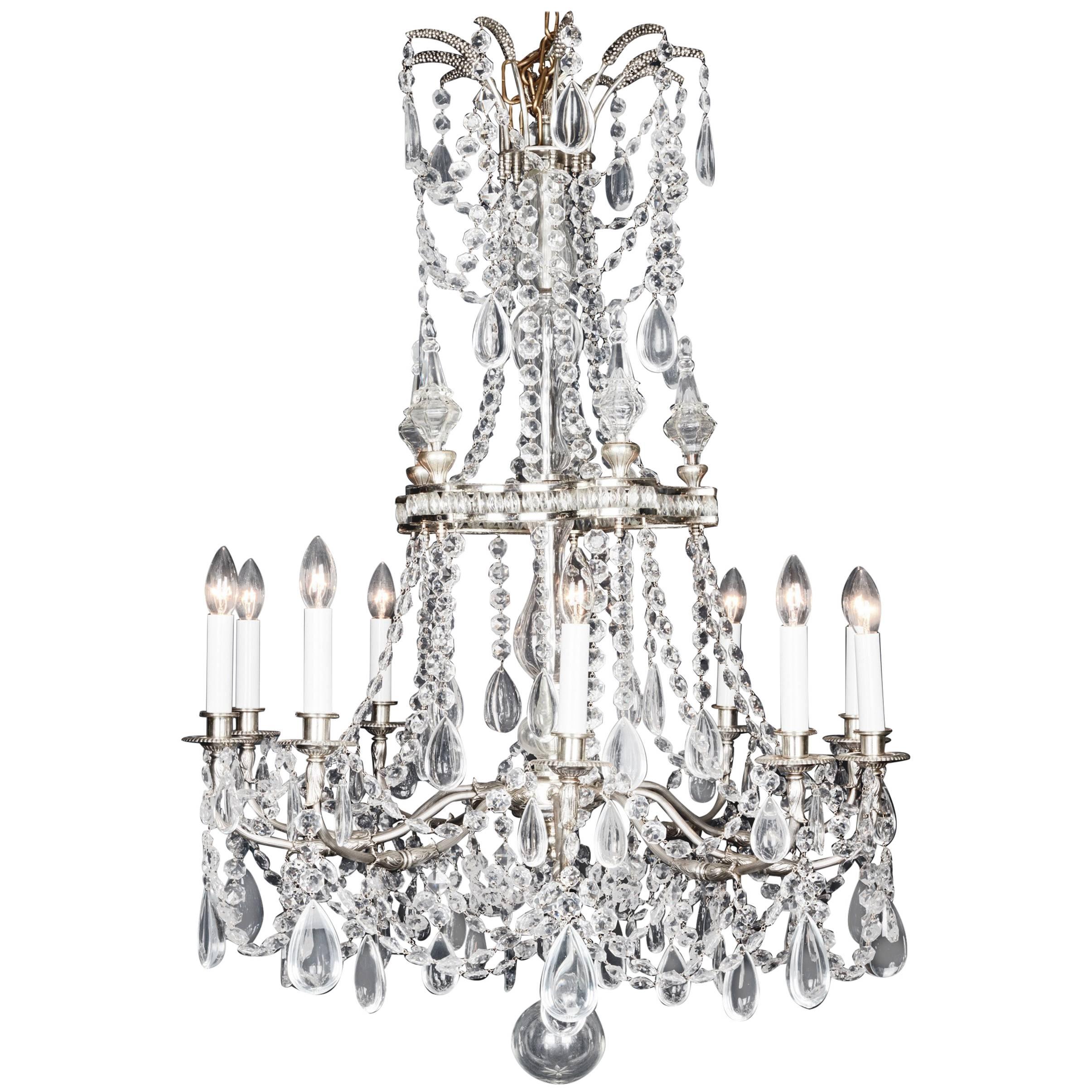 Versailles Louis XVI Style French Silver Chandelier, late 20th century